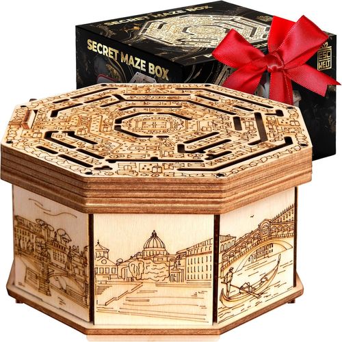 Wooden Secret Maze Box-Boîte Cadeau Créative-Jeu De Boîte En Bois En 3d-Jeu D'énigmes De Boîte Cadeau-Boîte Cadeau Pour Adolescents Et Adultes-Casse-Tête En Bois En 3d.[Y481]-Générique