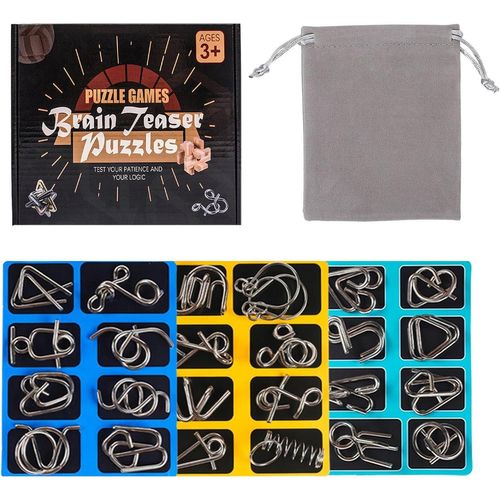 24 Pièces Casse Tete Metallique,Jeux Casse Tête Metal,Métallique Wire Set Mini Iq Puzzle,Esprit Test Jeu Educatif Logic Jouet Classique Cadeau Pour Adulte Et Enfant.[Y1035]-Générique