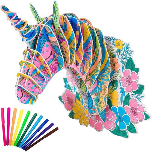 Puzzle À Colorier 3d,Loisirs Créatifs,Cadeau Pour Adultes Et Enfants,Meilleur Anniversaire Pour Filles Et Garçons-Licorne.[Y114]