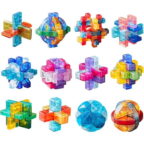 12 Pièces 3d Mini Iq Puzzles Casse-Tête,Jeu D'adresse,Jeux De Puzzle,Jeu De Logique Dans,Jeu De Patience Pour Adultes Et Enfants,Coffret Cadeau En Bois Massif.[Y839]-Générique
