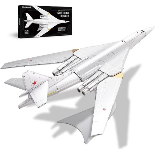 Puzzle 3d Metal Bombardier Stratégique Tu-160,Maquette Avion De Acier Inoxydable 430,Restauration 100%,Maquette Metal,Cadeau D'anniversaire Pour 3d Puzzle Adulte,53pièces.[Y387]-Générique