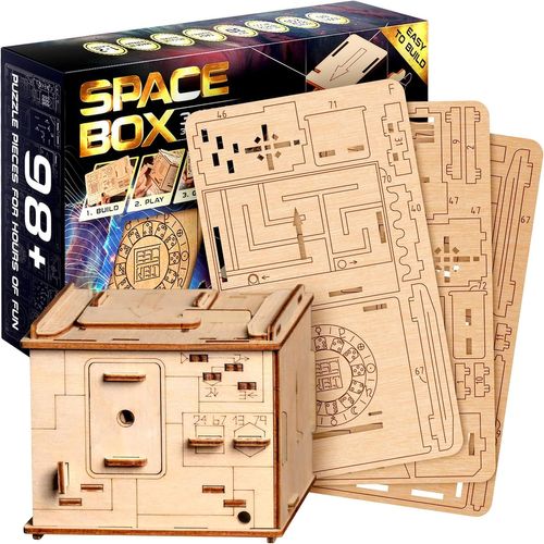 Space Box Jeu De Puzzle 3d-3 En 1 Boîte De Puzzle En Bois-Casse-Têtes-Boîte Cadeau Jeu D'énigmes-Pâques Boîte De Puzzle Pour Adultes-Puzzles D'esprit 3d-Salle D'évasion Jeu.[Y226]-Générique