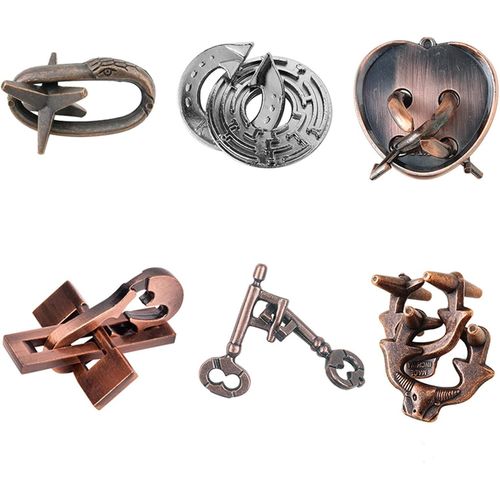 6 Pièces Casse Tete Metallique,Jeux Casse Tête Metal,Métallique Wire Set Iq Puzzle,Esprit Test Jeu Educatif Logic Jouet Classique Cadeau Pour Adulte Et Enfant.[Y706]-Générique