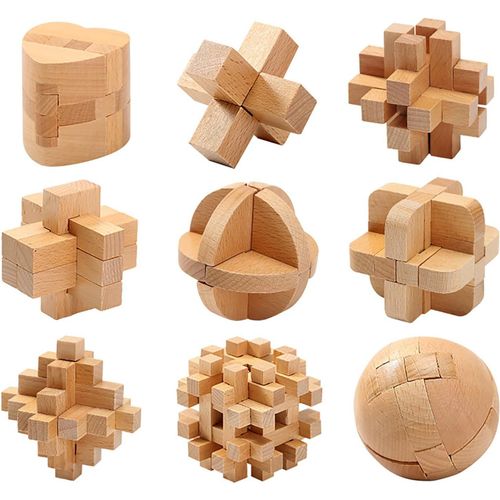 9 Pièces 3d Puzzle Casse Tête En Bois,Jeu Casse Tête,Jouets D'intelligence Éducative,Iq Test Disentanglement Puzzles,Jouets Pour Des Enfants Et Des Adolescents#D.[Y878]