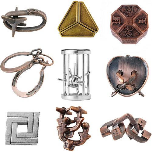 9 Pièces Casse Tete Metallique,Jeux Casse Tête Metal,Métallique Wire Set Iq Puzzle,Esprit Test Jeu Educatif Logic Jouet Classique Cadeau Pour Adulte Et Enfant.[Y703]-Générique