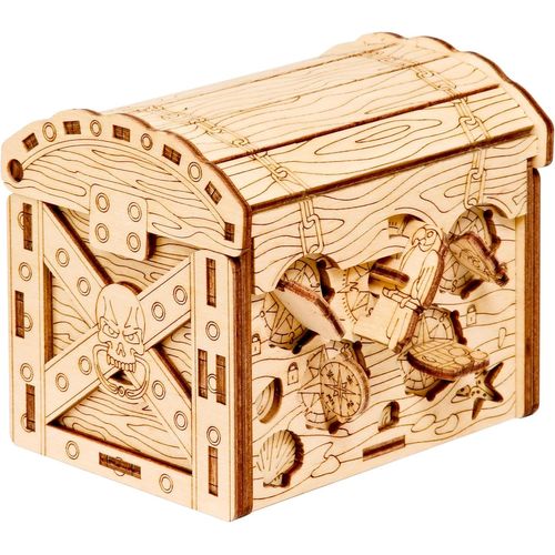 Pirate's Treasure Chest Puzzle Box-Boîte Cadeau créative-Jeu de boîte en Bois en 3D-Jeu d'énigmes de boîte Cadeau-Boîte Cadeau pour Adolescents et Adultes-Casse-tête en Bois en 3D.[Y723]