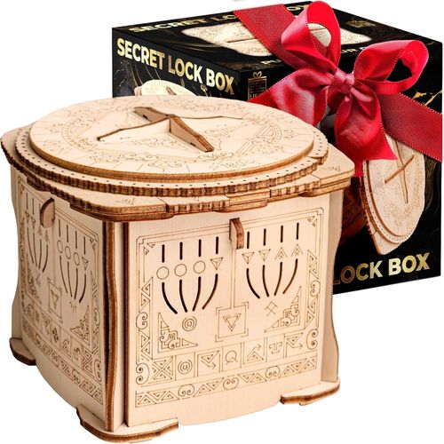 Wooden Secret Lock Puzzle Box-Boîte Cadeau créative-Jeu de boîte en Bois en 3D-Jeu d'énigmes de boîte Cadeau-Boîte Cadeau pour Adolescents et Adultes-Casse-tête en Bois en 3D.[Y426]
