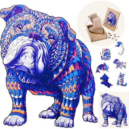 Puzzle en Bois Animaux : Bulldog A3-159 pièces Uniques-Puzzle pour Adultes-Boîte Cadeau en Bois-À partir de 12 Ans-29.7 x 42 cm.[Y276]