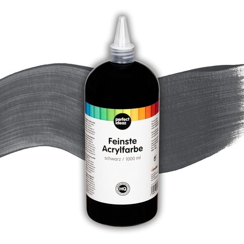 Peinture acrylique noire 1000 ml (1l),haut pouvoir couvrant,résistante à la lumière,à base d'eau