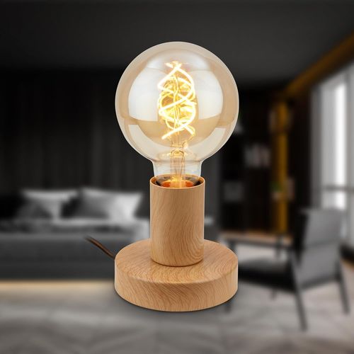 Mini Lampe De Table Avec Interrupteur À Fil,Rétro,Vintage,E27,Max. 10w,Lampe,Lampe De Chevet,Lampe Décorative Couloir,Lampe De Bureau,Lampe De Lecture,10x9 Cm (Lxh),Aspect Bois