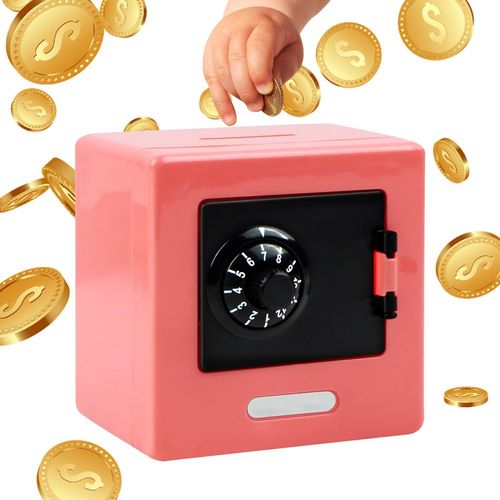 Tirelire Cochon Money Box,Boite Tirelire Boite Fermeture A Clef avec Serrure à Combinaison,Caisse A Monnaie Rangement d'argent Banque d'argent à Domicile Défi D'économie d'argent Rose.[Q535]