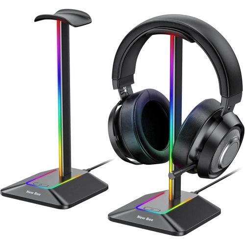 Support Casque Rgb Porte Casque Gaming Accessoire Led Repose Avec 7 Modes D'éclairage,Base En Caoutchouc Antidérapante,Pour Pc Gamer,Noir