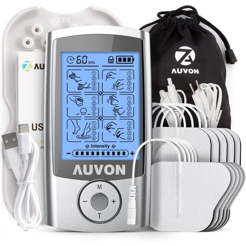 Electrostimulation Appareil,Un Stimulateur Musculaire Anti-Douleur Rechargeable,Avec 24 Programmes D'entraînement,2 Canaux Et 10 Électrodes Brevetées De Haute Qualité De 2"" X 2