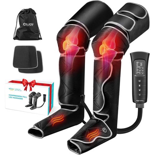 Massage Des Jambes Pressothérapie,Compression D'air Masseur De Mollets Pieds Pour La Circulation,6 Modes 4 Intensités 2 Niveaux De Chaleur Pour Les Pieds Et Les Genoux,Cadeau Homme Femme
