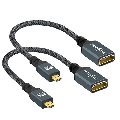 Adaptateur Micro HDMI vers HDMI Lot de 2,Câble Micro HDMI Mâle vers HDMI Femelle Supporte 4K 3D 1080p 2 Pièces (20CM).[W455]