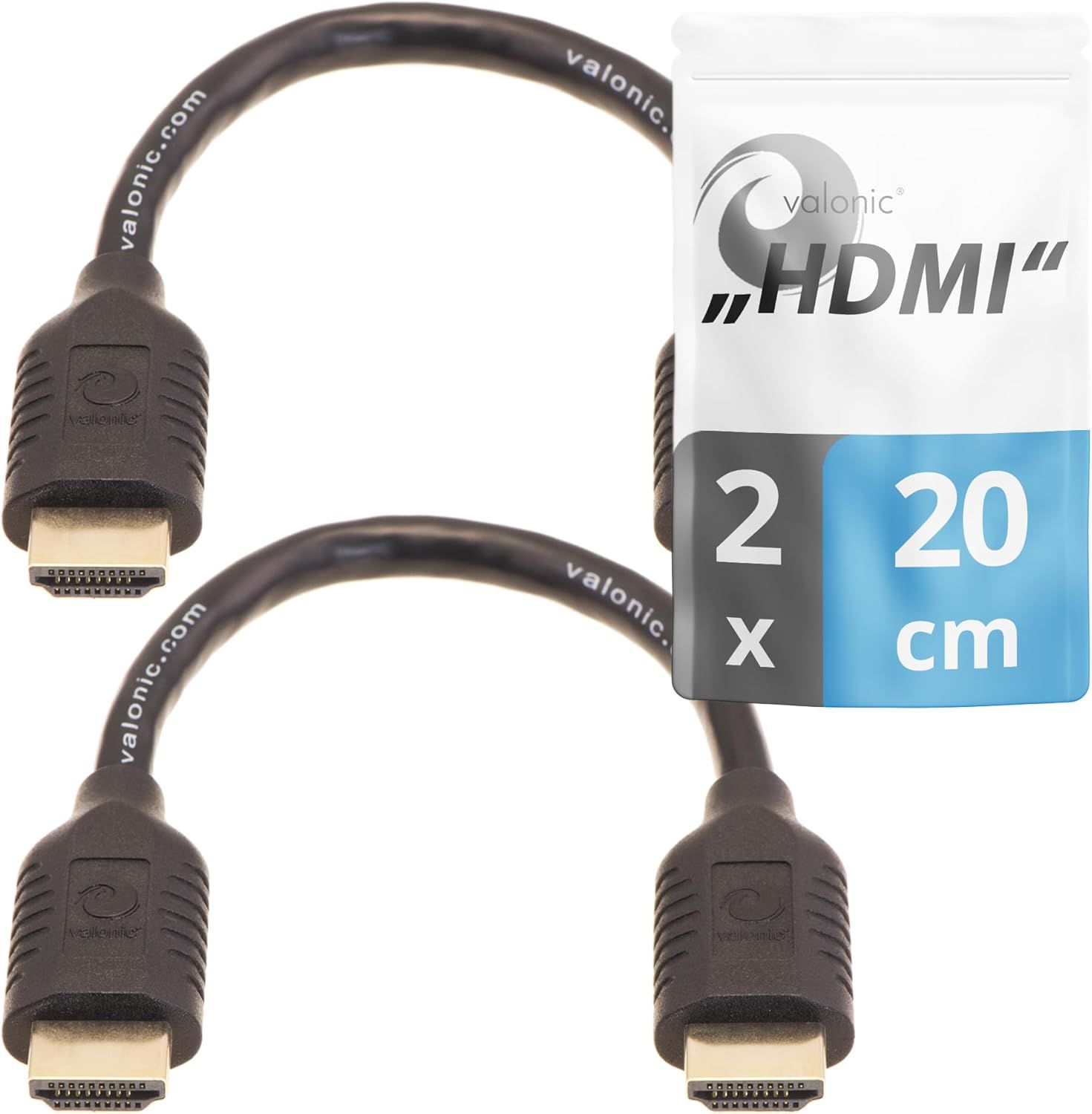 cable HDMI court,20cm-2-pack-4k,ARC,Ultra HD,Ethernet,high Speed-noir,pour TV,Macbook,PC,PS5 0,2m.[W248]