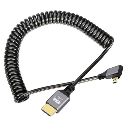 Câble d'extension micro HDMI extensible spiralé HDMI 1.4 vers micro HDMI coudé à 90 degrés 4K 60 Hz.[W717]