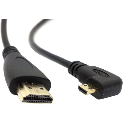 CY Câble micro HDMI vers HDMI mâle HDTV coudé vers la gauche à 90 degrés pour téléphone portable et tablette-50 cm.[W576]