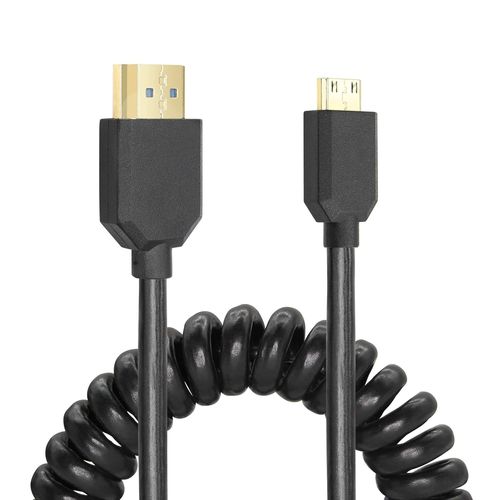 Câble HDMI spiralé à angle droit 8K 48 Gbit/s HDMI 2.1 Mini HDMI vers HDMI mâle Câble télescopique haut débit (droit).[W810]