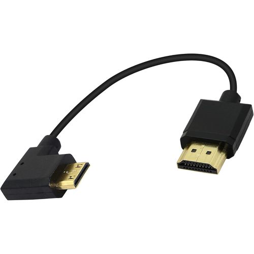 Mini câble HDMI vers HDMI 15 cm 90 degrés haute vitesse 4K Mini HDMI mâle vers HDMI mâle cordon court prend en charge Ethernet,3D,retour audio(black left).[W815]