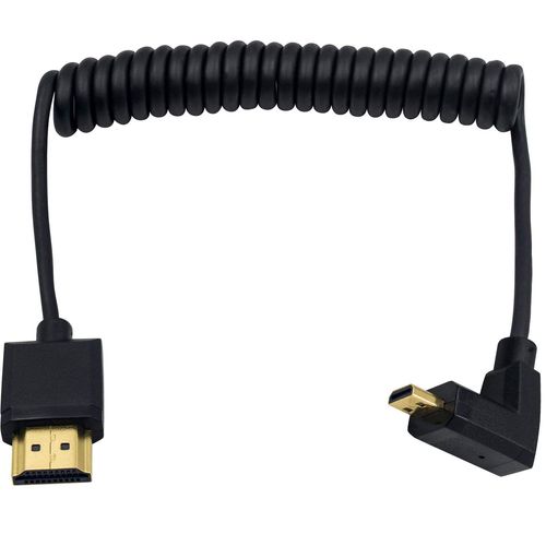 Câble micro HDMI vers HDMI standard,câble spiralé micro HDMI vers HDMI,extrêmement fin coudé à 90 degrés vers HDMI mâle vers HDMI mâle pour 1080p,4K,Ultra HD,3D (1,2 m).[W838]