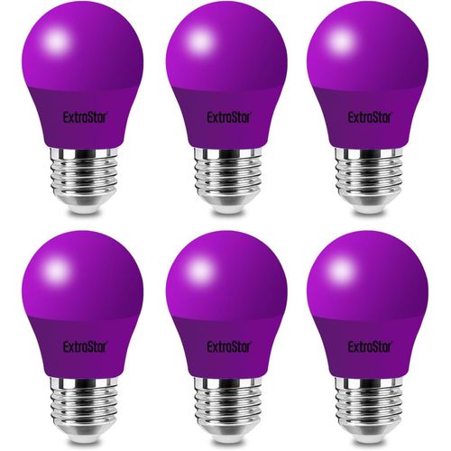 E27 4w Color Led Bulb Equivalent 40w Ac 220v-240v,G45 Led Color String Light Bulbs,Orange Red Yellow Blue Green For Outdoor Patio Christmas Lights (Purple,Pack Of 6)