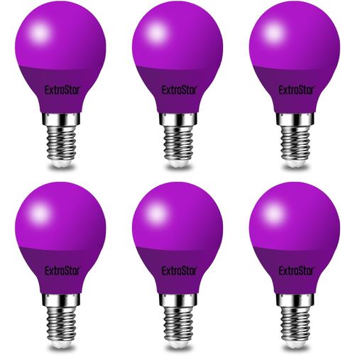 E14 4w Color Led Bulb Equivalent 40w Ac 220v-240v,G45 Led Color String Light Bulbs,Orange Red Yellow Blue Green For Outdoor Patio Christmas Lights (Purple,Pack Of 6)