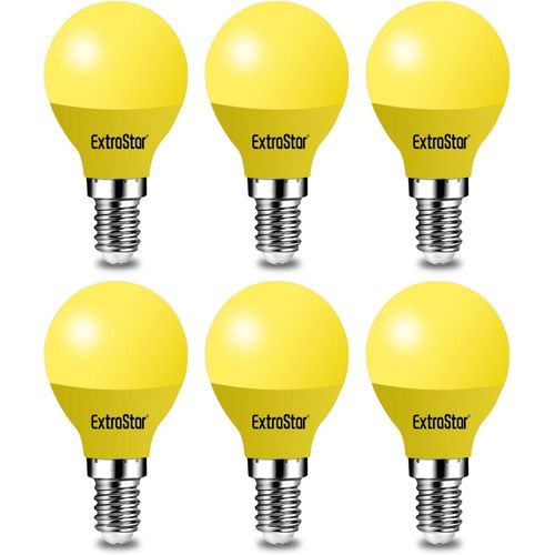 E14 4W Color LED Bulb Equivalent 40W AC 220V-240V,G45 Color LED String Light Bulbs,Orange Red Yellow Blue Green for Outdoor Patio Christmas Lights (Yellow,6 Pack)