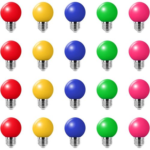 E27 2w 20w Equivalent 20w 200lm E27 Large Screw Light Bulb String Colour Led Light Bulbs Multicolor For Home Bar Party Atmosphere Decoration-Pack Of 20