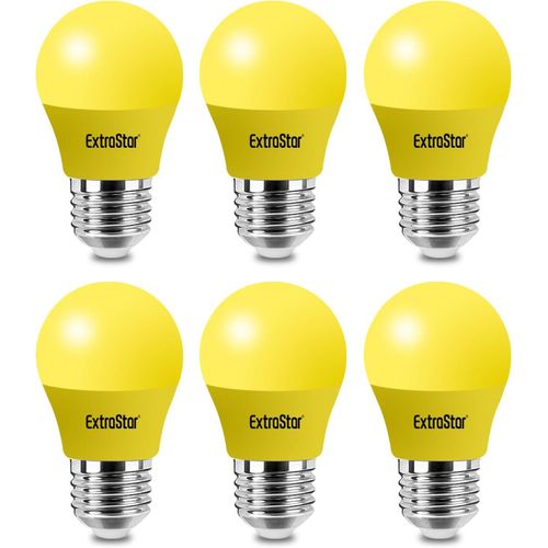 E27 4W Color LED Bulb Equivalent 40W AC 220V-240V,G45 Color LED String Light Bulbs,Orange Red Yellow Blue Green for Outdoor Patio Christmas Lights (Yellow,6 Pack)