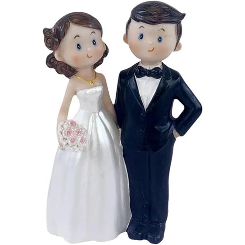 Bride and Groom Cake Topper Bride Groom Figures Romantic Love Cake with Bride Bouquet for Birthday Wedding Valentine's Day Car Decoration