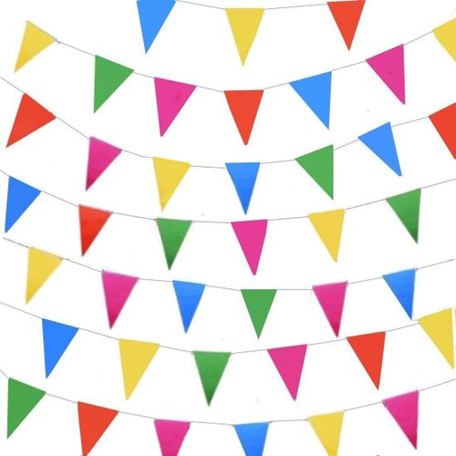 80m,Colorful Bunting Party Flag Triangle String Banner Flags Bunting Decoration Hanging For Birthday Party Wedding Party Supplies Christmas Halloween
