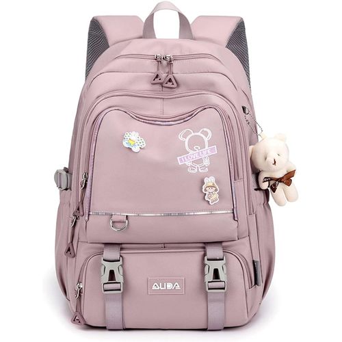 Sac à Dos Sacs d'école Sacs Scolaires Cartables Filles Garçons Sac d'école Sacs Scolaires pour Primaire AOutdoor Voyage école Ados Daypacks avec Pendentif en Peluche Imperméable Nylon Violet