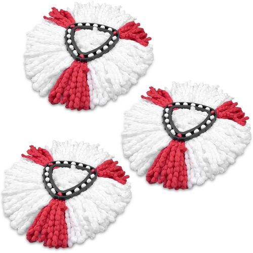 3 Pièces Recharge Serpillere,Tête de Remplacement du Balai Microfibre,Tête de Rechange pour Sols de Cuisine,Serpillères de Rechange en Microfibre,Serpillères de Rechange(Rouge & Blanc).[W520]