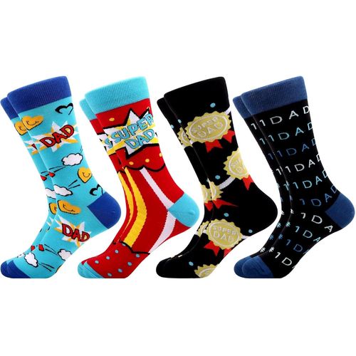 4 Paires Homme Colorées Chaussettes En Coton Motif Drôle Amusantes Et Décontractées