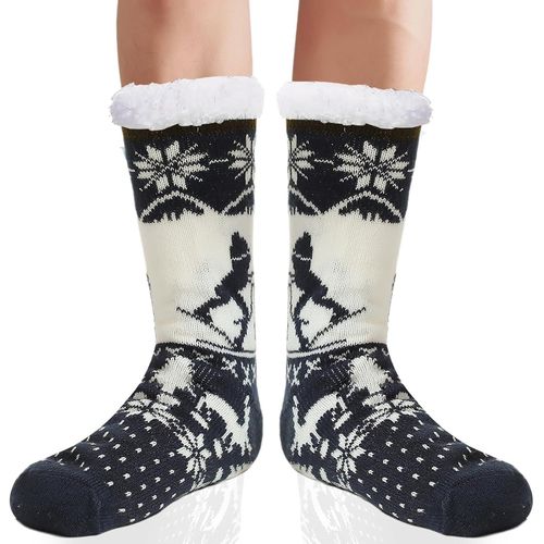 Chaussettes Chaussons Homme Hiver Chaudes Antidérapantes Chaussette Pantoufle Thermiques Polaire,Cadeau Noel Anniversaire