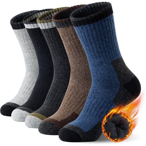 Chaussettes Chaudes Homme 5 Paires,Homme Hiver En Mérinos Laine Hiver Chaussettes En Laine Épaisses