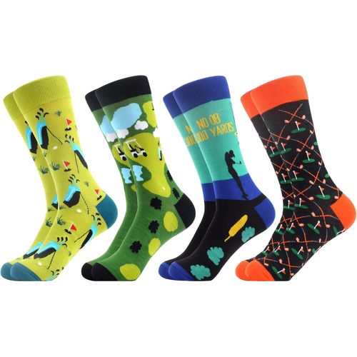 4 Paires Homme Colorées Chaussettes En Coton Motif Drôle Amusantes Et Décontractées
