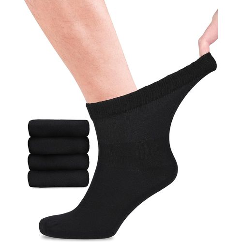Lot De 4 Paires De Chaussettes Diabétiques En Bambou Avec Lycra Pour Homme-Hauteur Cheville-Sans Couture À La Base Des Ongles