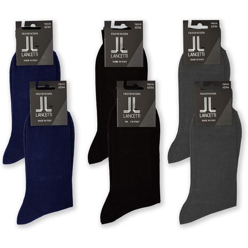 6 Paires De Chaussettes Courtes Pour Hommes En Fil D'écosse De Coton Fin Pour Un Style Classique Et Élégant Made In Italy Noir,Bleu Et Anthracite