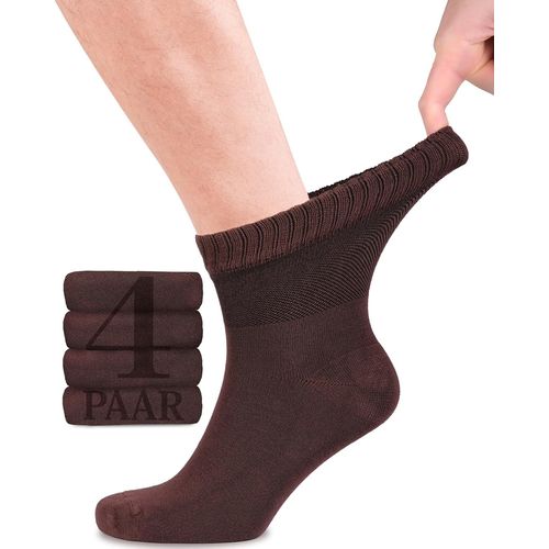 Lot De 4 Paires De Chaussettes Diabétiques En Bambou Avec Lycra Pour Homme-Hauteur Cheville-Sans Couture À La Base Des Ongles