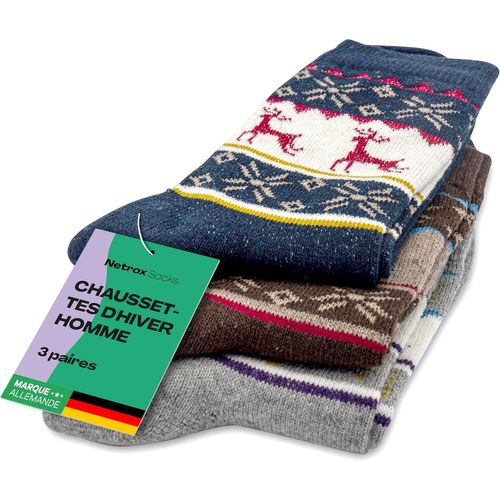 Lot De 3 Paires De Chaussettes D'hiver De Qualité Supérieure Pour Homme 38-44-Chaussettes Épaisses,Chaudes Et Respirantes-Idéales Pour Le Froid Et La Neige-Antidérapantes