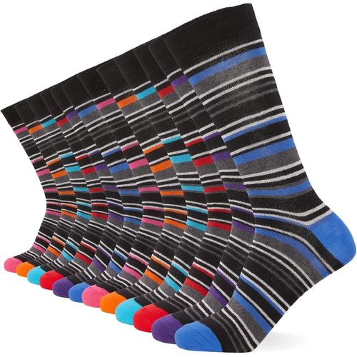 Chaussettes Intelligentes (Lot De 12)-Chaussettes Respirantes Unies,À Motifs Et Noires Pour Hommes-Chaussettes En Coton Pour Hommes Adaptées Au Travail Et Aux Tenues Décontractées