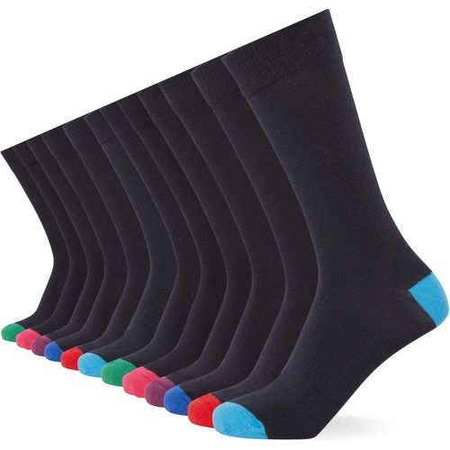 Chaussettes Intelligentes (Lot De 12)-Chaussettes Respirantes Unies,À Motifs Et Noires Pour Hommes-Chaussettes En Coton Pour Hommes Adaptées Au Travail Et Aux Tenues Décontractées