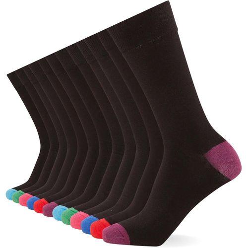Chaussettes Intelligentes (Lot De 12)-Chaussettes Respirantes Unies,À Motifs Et Noires Pour Hommes-Chaussettes En Coton Pour Hommes Adaptées Au Travail Et Aux Tenues Décontractées