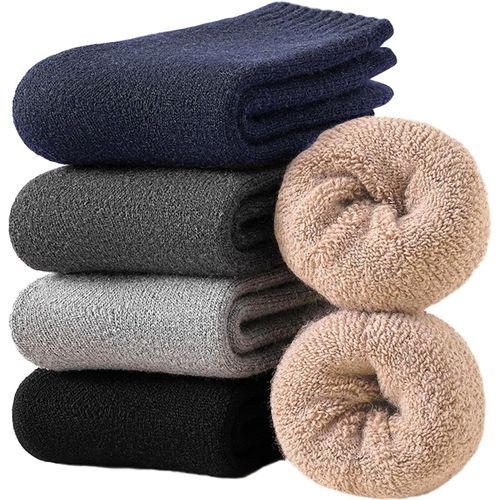 Chaussettes Hommes Hiver Chaussettes Chaudes 5 Paires Douces Et Epaisses Chaussette Thermique En Laine Pour Randonnée Ski Loisirs Travail