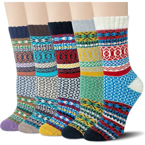 Pucott 5 Paires De Chaussette Femme En Laine,Chaussettes Chaudes Pour Femmes,Chaussettes Thermiques Pour L'hiver