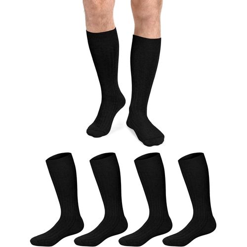 4 Paires Chaussettes Hautes Homme,39-42 43-46 47-50 Socks Homme Confortables 76% Coton Confortable Respirant Pour Quotidien Travail Sport