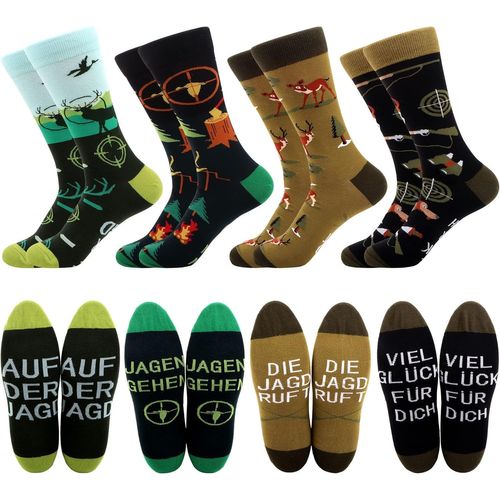 4 Paires Homme Colorées Chaussettes En Coton Motif Drôle Amusantes Et Décontractées