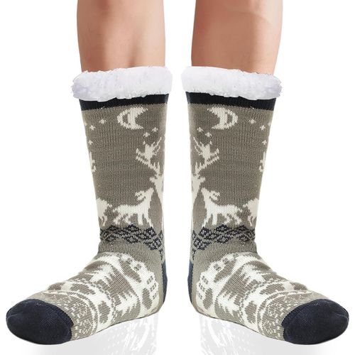 Chaussettes Chaussons Homme Hiver Chaudes Antidérapantes Chaussette Pantoufle Thermiques Polaire,Cadeau Noel Anniversaire